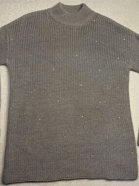 Michael Kors Silver-Gray Ribbed Mock Neck Sweater